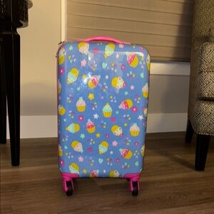 Kids Cupcake Pattern Suitcase with Pink Accents